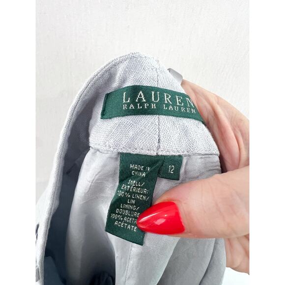 Lauren Ralph Lauren Women's Gray Linen Trouser Pants 12 Career Work Professional - Picture 2 of 8